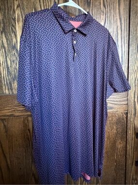 Southern Tide Mens Navy Polo Shirt with Coral Accent